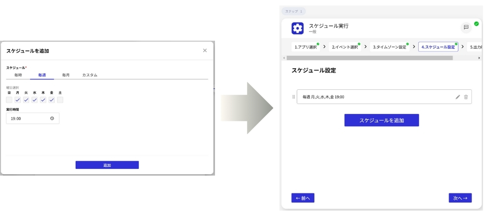 kintone×Googleスプレッドシート連携のスケジュール時間設定画像