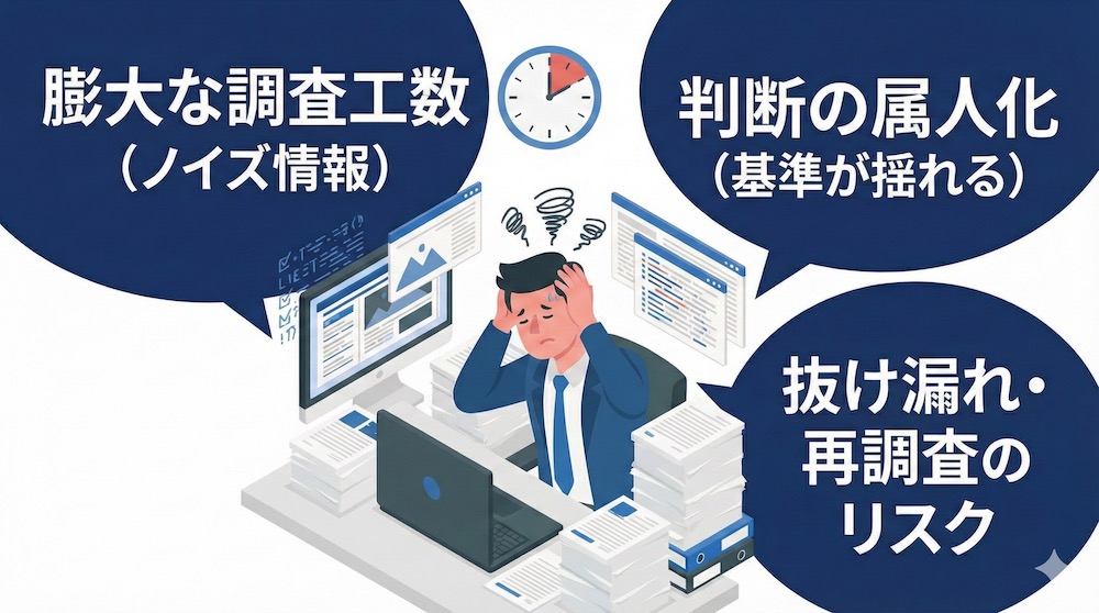 人によるコンプライアンスチェックが抱える課題画像