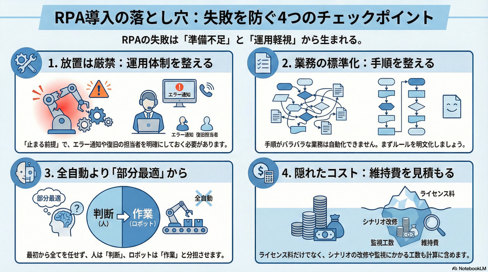 RPA導入のデメリット・注意点画像